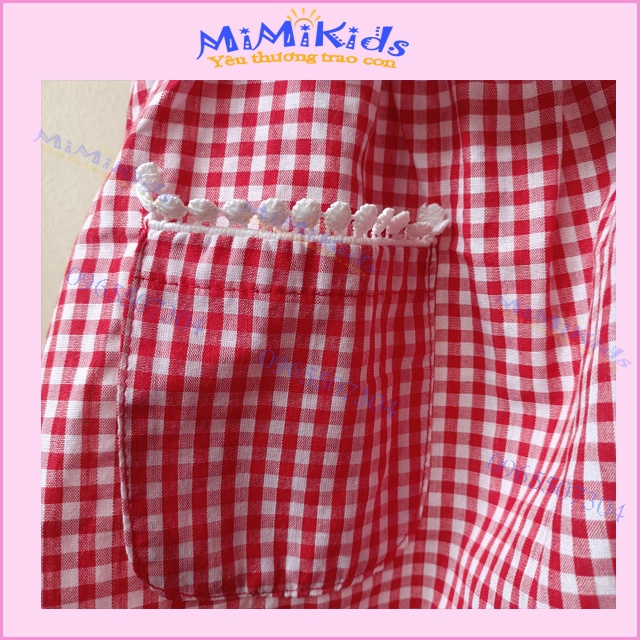 Váy bé gái/Đầm bé gái kẻ caro/Váy đi học cho bé gái từ 6 tháng-4 tuổi, chất cotton thô thoáng mát