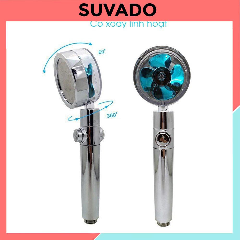 Đầu vòi sen tăng áp Bát sen cánh quạt xoay 360 độ đầu vòi hoa sen có nút nhấn stop tắt bật DB011 SUVADO