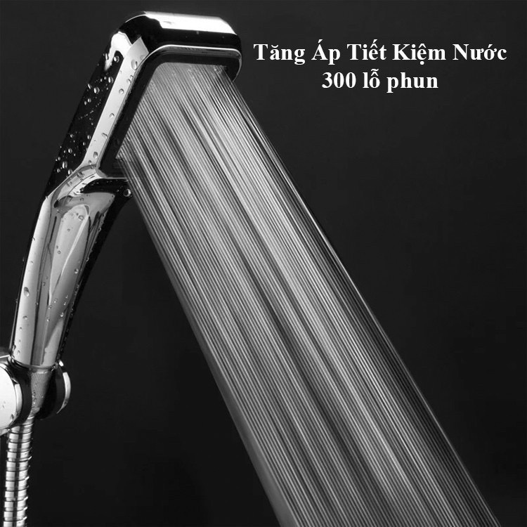 Bộ vòi hoa sen tăng áp gồm Tay sen + dây sen + Cài nhựa ABS