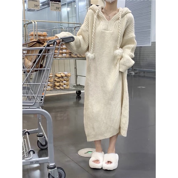 ORDER Váy len dáng dài qua gối có mũ nhiều màu KÈM ẢNH THẬT