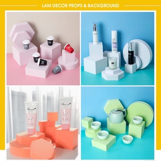 Khối xốp, Khối hình học nhiều màu làm phụ kiện chụp ảnh sản phẩm, trang trí nhà cửa LAMDECOR (Sét 8 khối)