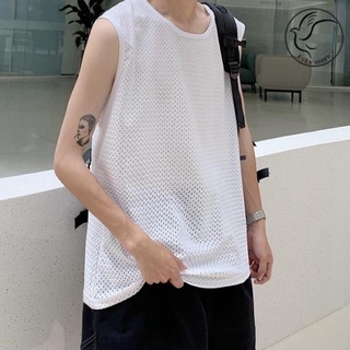 Áo tanktop unisex dáng rộng dưới 90kg chất lưới mè - Áo tanktop basic trơn