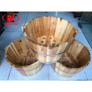 Thùng ngâm chân gỗ thông gắn hạt