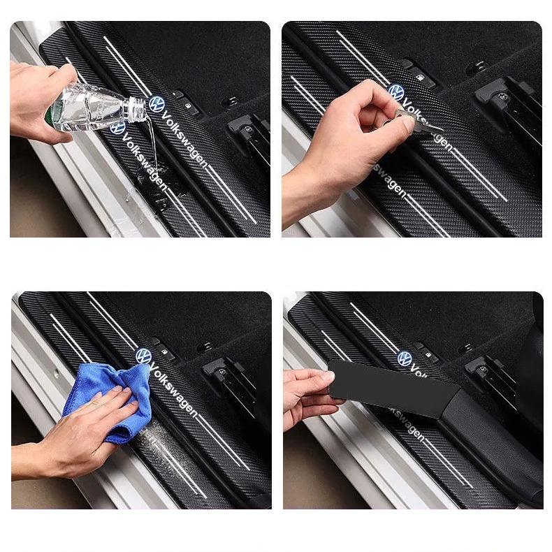 1 Bộ Sticker Dán Cửa Xe Hơi Hyundai Accent I10 i20 Elantra Sonata IX35 Tucson Bằng Sợi Carbon