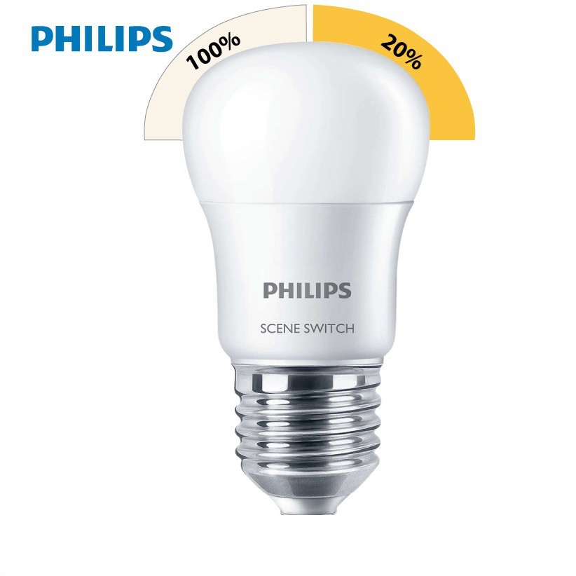 Bóng Đèn Philips LED Scene Switch 2 Cấp Độ Chiếu Sáng 6.5W 3000K E27 P45 - Ánh Sáng Vàng