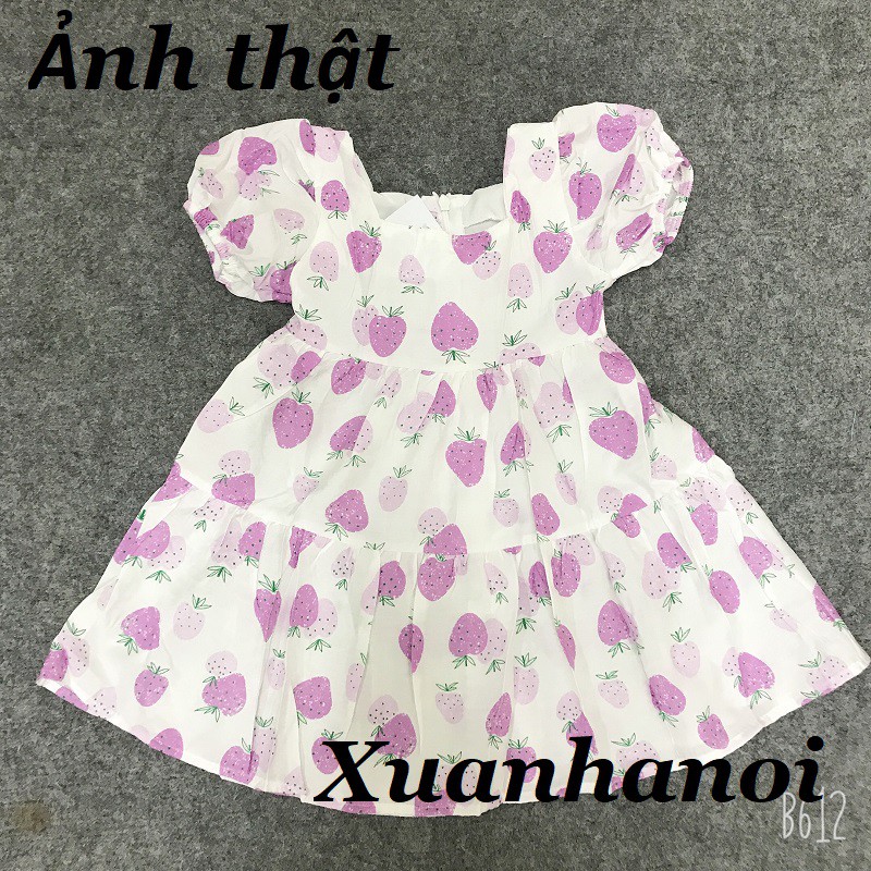 Váy bé gái Babydoll dâu tây tím XHN626