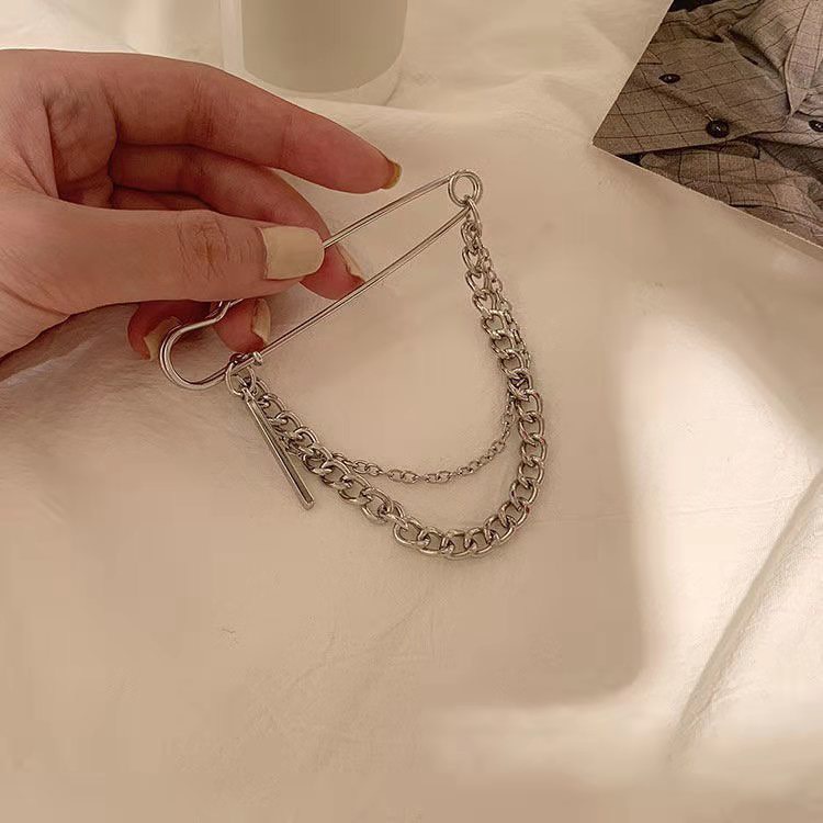 Ghim cài áo bản to xích rơi cá tính Ghim trang trí quần áo dành cho nam nữ