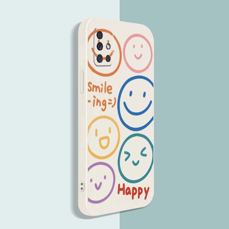 Ốp Điện Thoại Góc Vuông Mềm Hình Mặt Cười Cho Samsung Galaxy A12 A31 A32 4G A52 A72 5G A11 A51 A20S M42