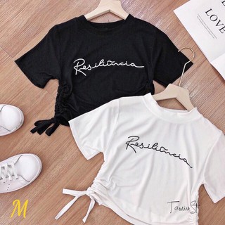 Áo croptop dây rút 2 bên hông tay ngắn