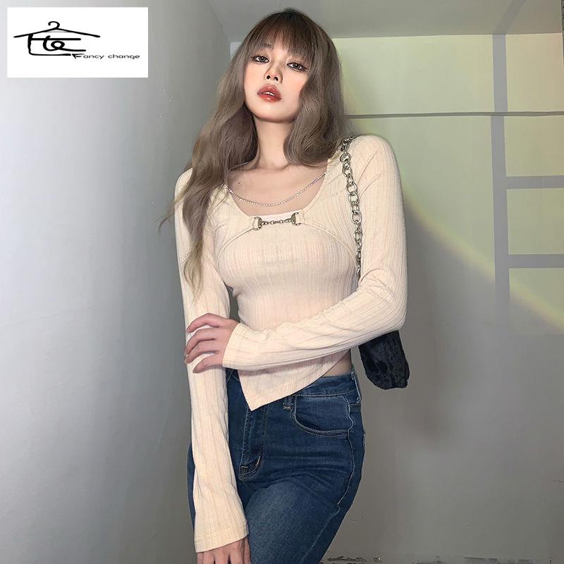 Áo Thun Tay Dài Giả Hai Lớp Màu Sắc Ngọt Ngào Thời Trang Xuân Hè Cho Nữ