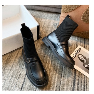 Giày ulzzang dáng boot cổ len nhẹ nhàng