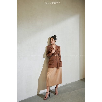 [COLIN CLOTHING] Áo vest nữ túi hộp dây thắt eo tay dài