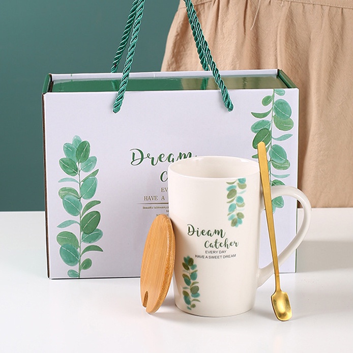 Ly cốc sứ có nắp DREAM CATCHER có HỘP QUÀ cực đẹp