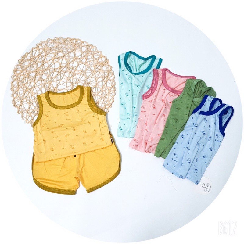 Bộ cộc tay /ba lỗ quả dứa/thơm Kwoo thun lạnh mềm mát cho bé 5-17kg