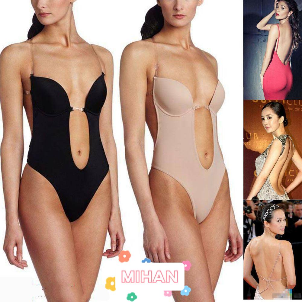 MIHAN1 Women U Plunge Backless Underwear Plunge Bras Backless Dress Invisible Push Up Bra Body Shaper Lingerie Thongs Shapewear Full Body Shaper/Multicolor