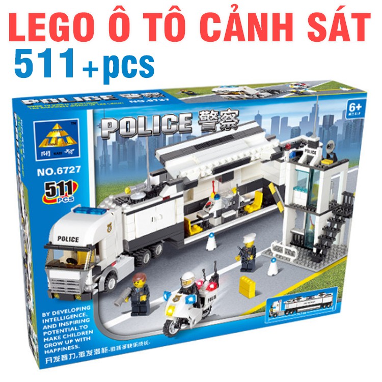 Mô hình ô tô cảnh sát đồ chơi lắp ráp lego cho trẻ em từ 511 chi tiết