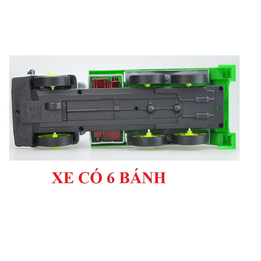 Ô tô chở rác có thùng lật xe chạy đà có âm thanh và đèn tỉ lệ 1:16 đồ chơi trẻ em