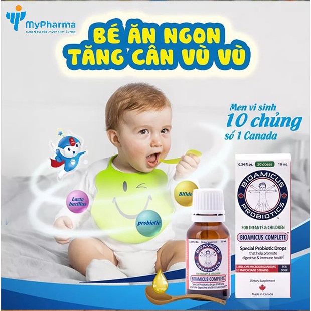 Men vi sinh 10 chủng BioAmicus Complete.10 chủng - hỗ trợ tiêu hóa, giúp bé ăn ngon, tăng cường miễn dịch