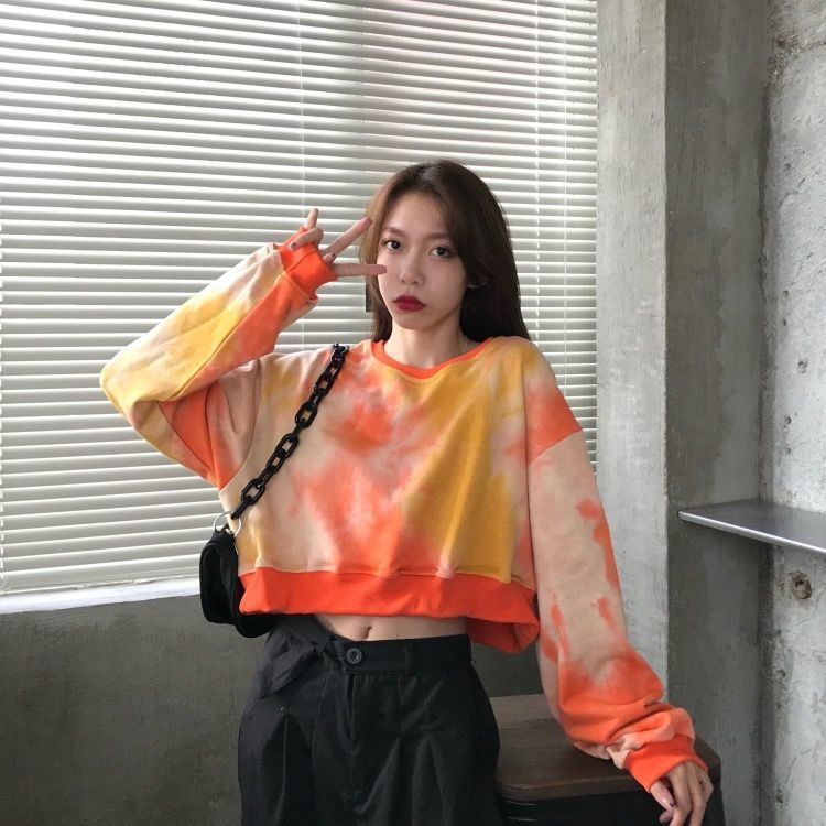 Có Sẵn Áo Phông Phong Cách Hàn Quốc Áo Nữ Áo Croptop Áo Pull Dài Tay Tay Áo Dài Form Rộng Áo Thun