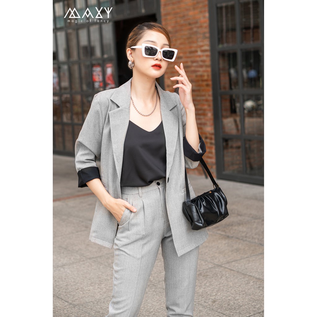 QUẦN - GREY CARO BAGGY - Quần sọc caro xám