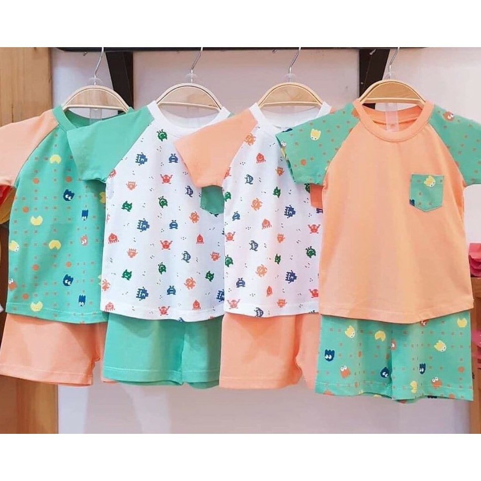 |FAMARAL2 giảm 10k cho đơn 50k|Bộ cộc tay raglan bé trai 100% cotton Lullaby