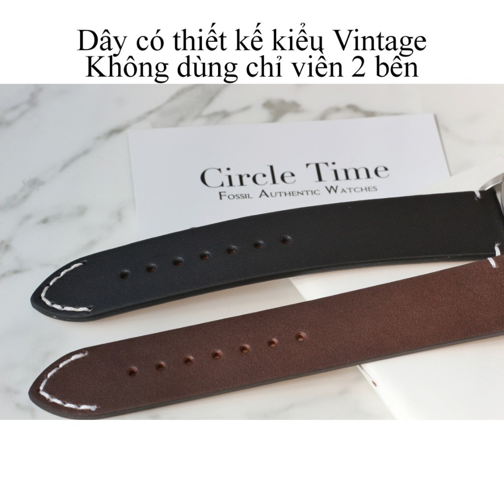 Dây đồng hồ da bò chốt thông minh Vintage size 18/20/22/24