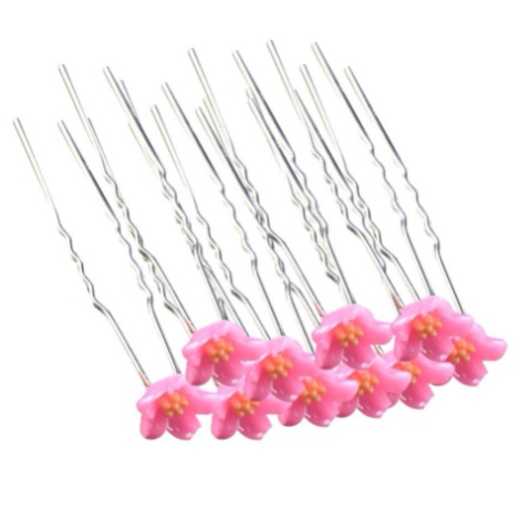 Bộ 10 trâm kẹp tóc hình chữ U xinh xắn đính hoa 5 cánh trắng đỏ hồng tím xanh dương đậm nhạt cho bạn gái / cô dâu