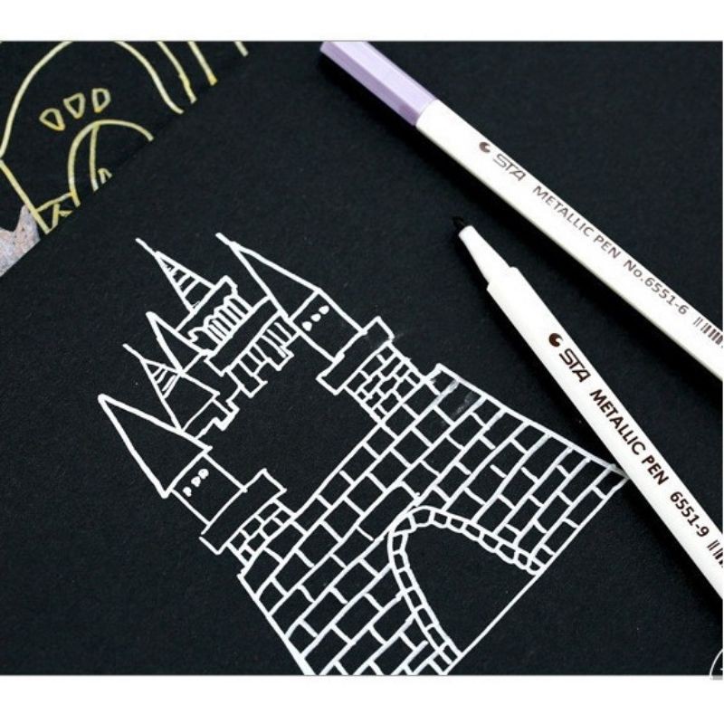 Bút metalic soft brush sign pen ánh kim viết tiêu đề trang trí sổ tay lông - ảnh sản phẩm 4