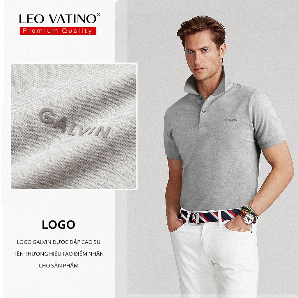 Áo thun Polo nam Galvin dòng Premium chất Cotton 95% CVC cá sấu cổ bẻ tay ngắn chuẩn form fullbox PLGVPR01 - Leo Vatino