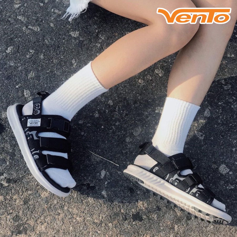 Giày Sandal Vento Nữ NB80 Màu Đen Họa Tiết Streetstyle