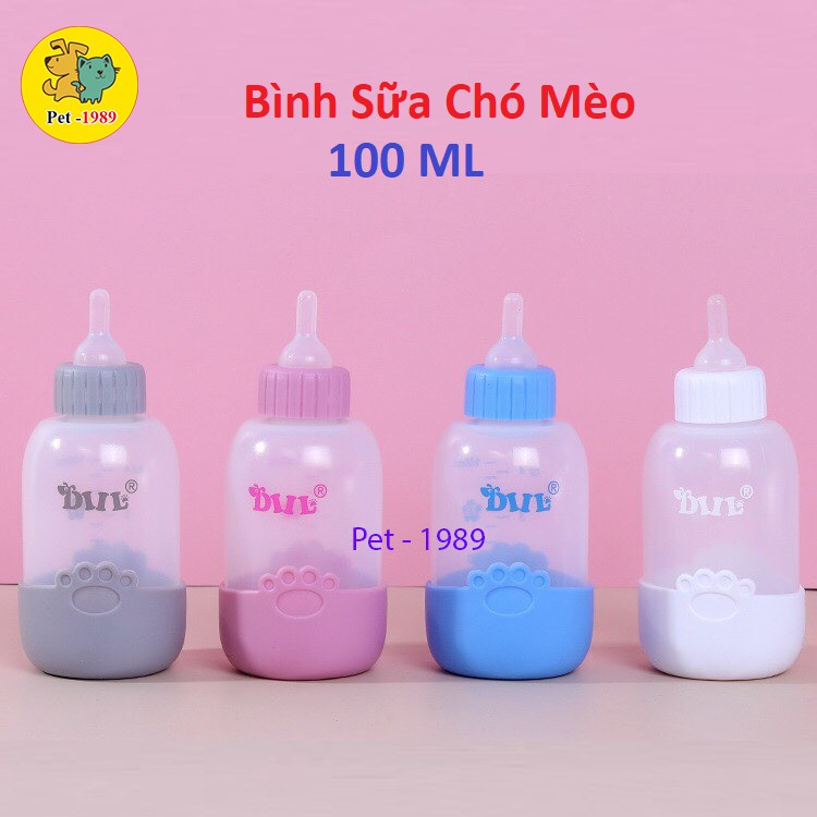 Bình Ti Bình Sữa Chó Mèo Sơ Sinh Dấu Chân silicon 100ml Pet-1989