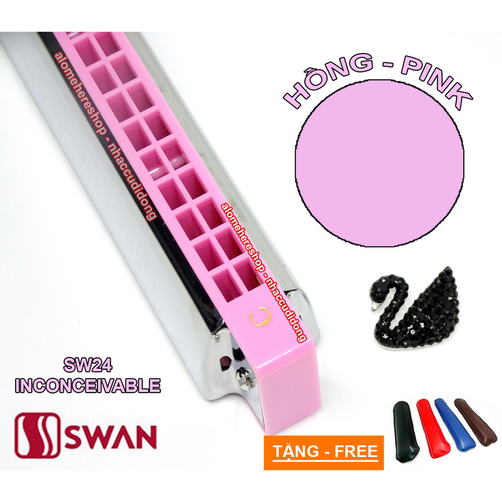 Kèn harmonica tremolo 24 lỗ Swan Inconceivable SW24 Key C (Hồng)