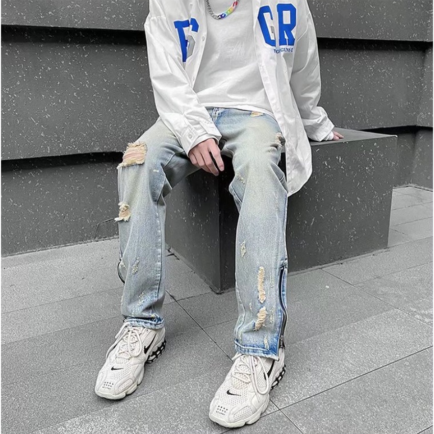 Quần Jeans Nam Dáng Rộng quần jean nam ống suông Phong Cách Thời Trang quần jean nam co giãn  Hàn Quốc quần bò nữ quần ống suông