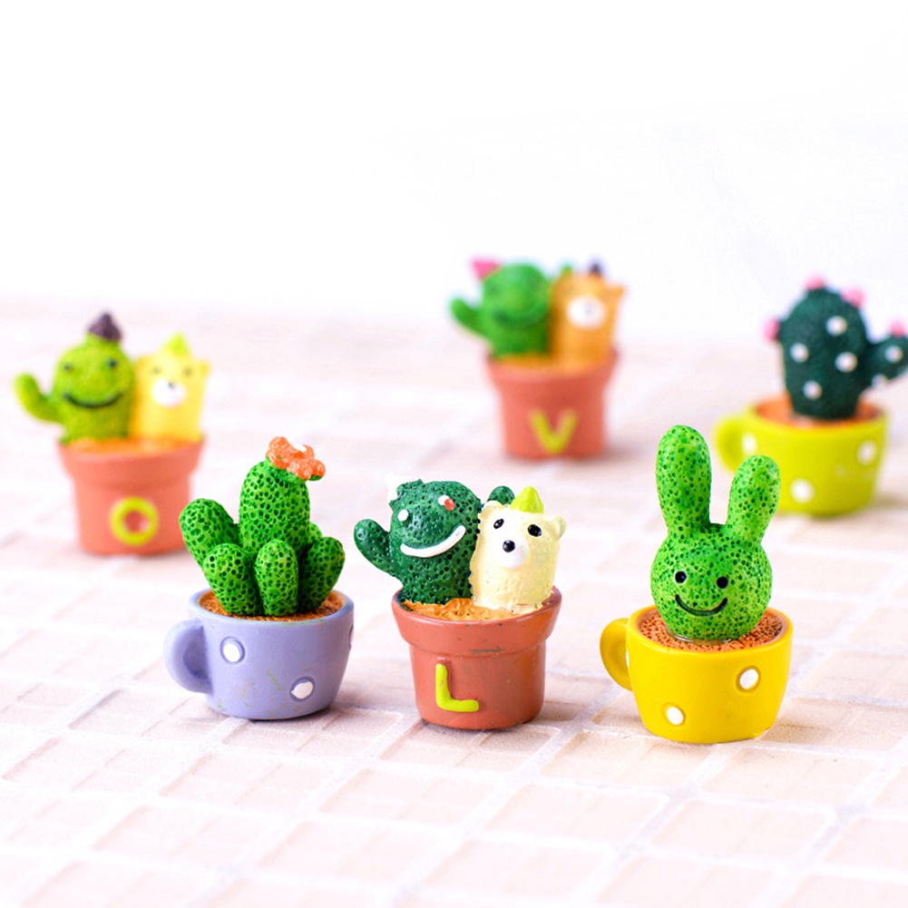 Set 2 chậu cây xương rồng giả mini trang trí bàn làm việc dễ thương