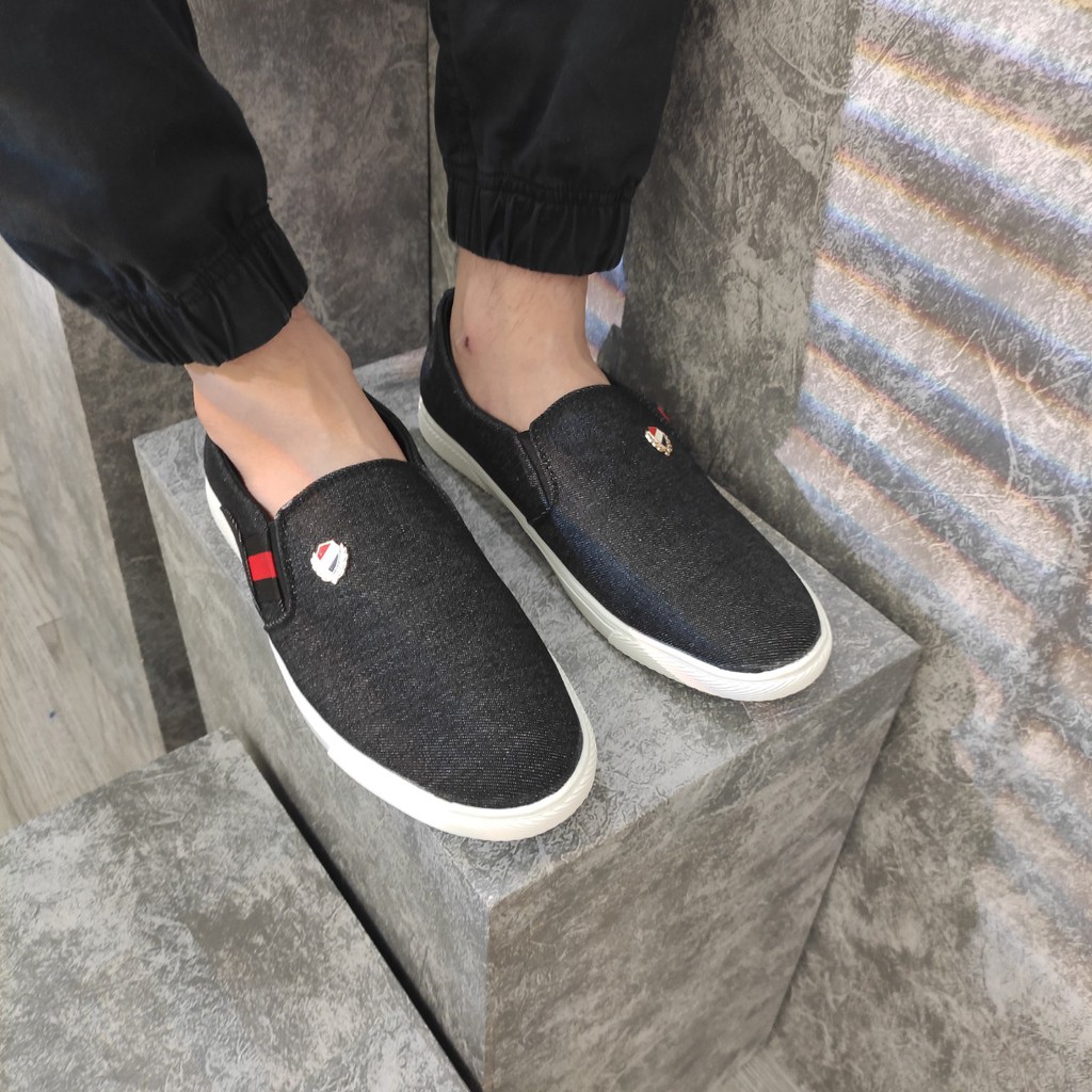 Giày lười vải nam đen đế trắng TL361 Shop Thành Long chuyên giày lười nam | BigBuy360 - bigbuy360.vn