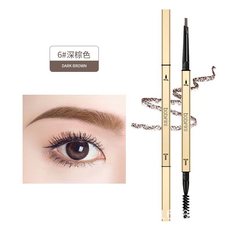 Bút Chì Kẻ Lông Mày Hình Tam Giác Lâu Trôi Không Lem Màu Vàng Đồng Hai Đầu Siêu Mảnh Chống Nước Chống Mồ Hôi