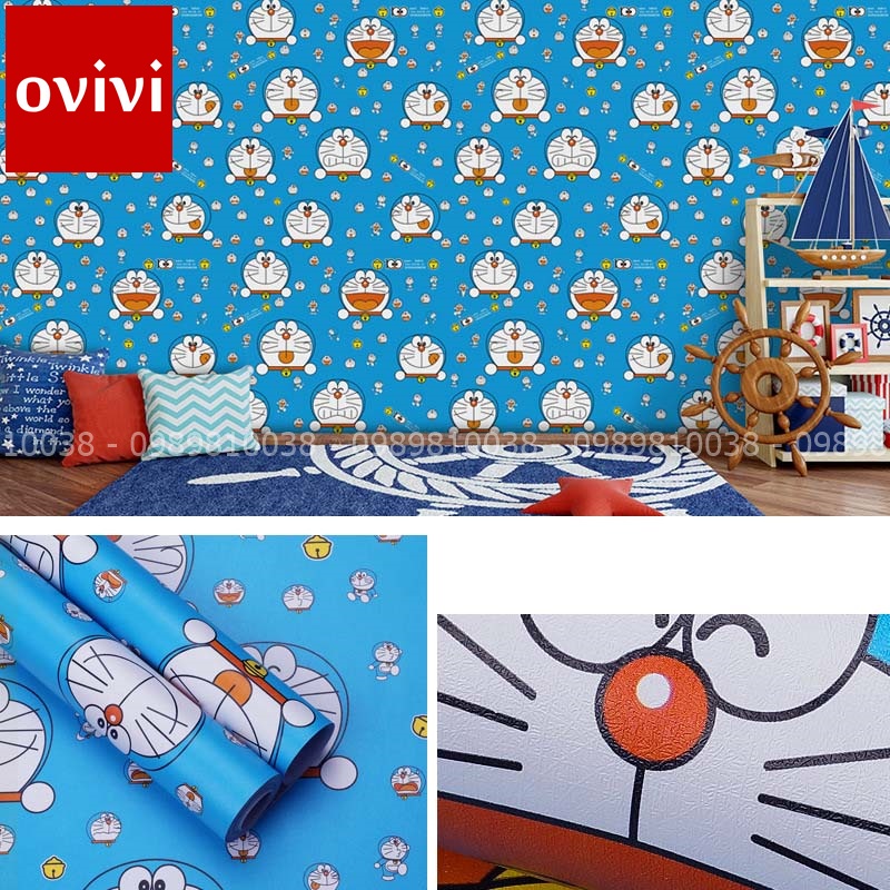 10M Giấy Dán Tường Doraemon , Giấy Dán Tường Hoạt Hình Dễ Thương Cho Bé, Có Keo Sẵn, Giá Rẻ
