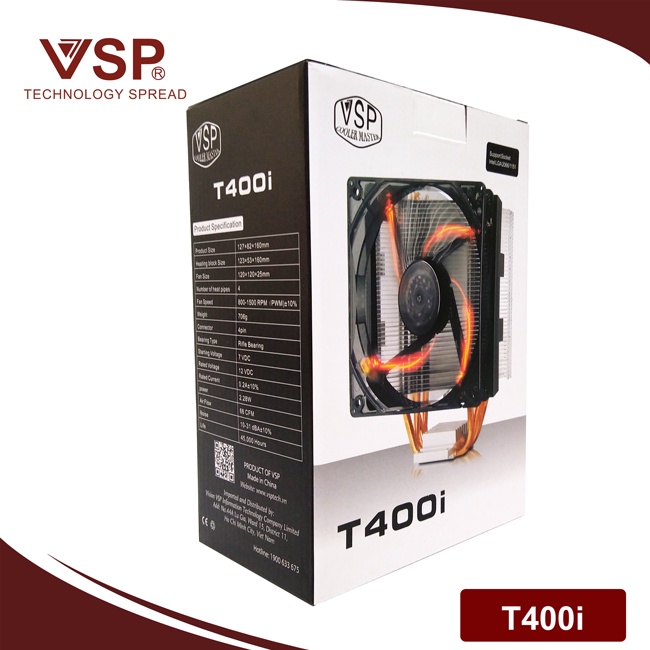 Quạt CPU VSP Cooler Masster T400i