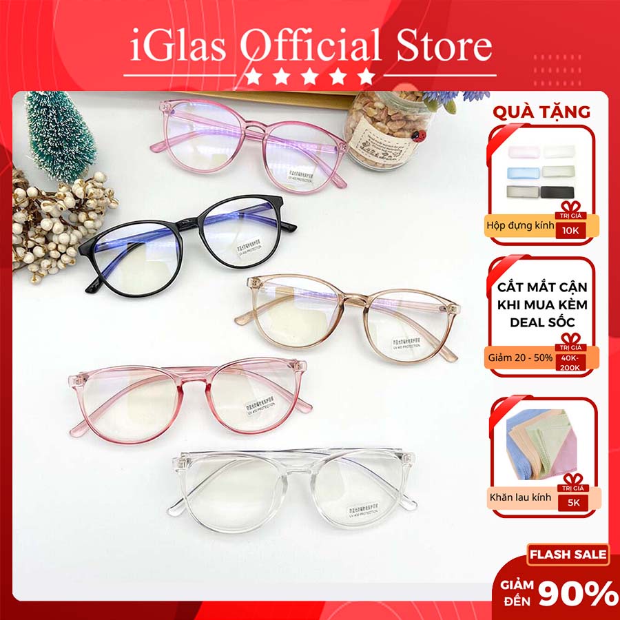 Kính Chống Ánh Sáng Xanh Dùng Máy Tính iGlas051, Mắt Kính 0 Độ Bảo Vệ Mắt Giúp Giảm Nhức Mỏi Mắt Khi Làm Việc, Chơi Game