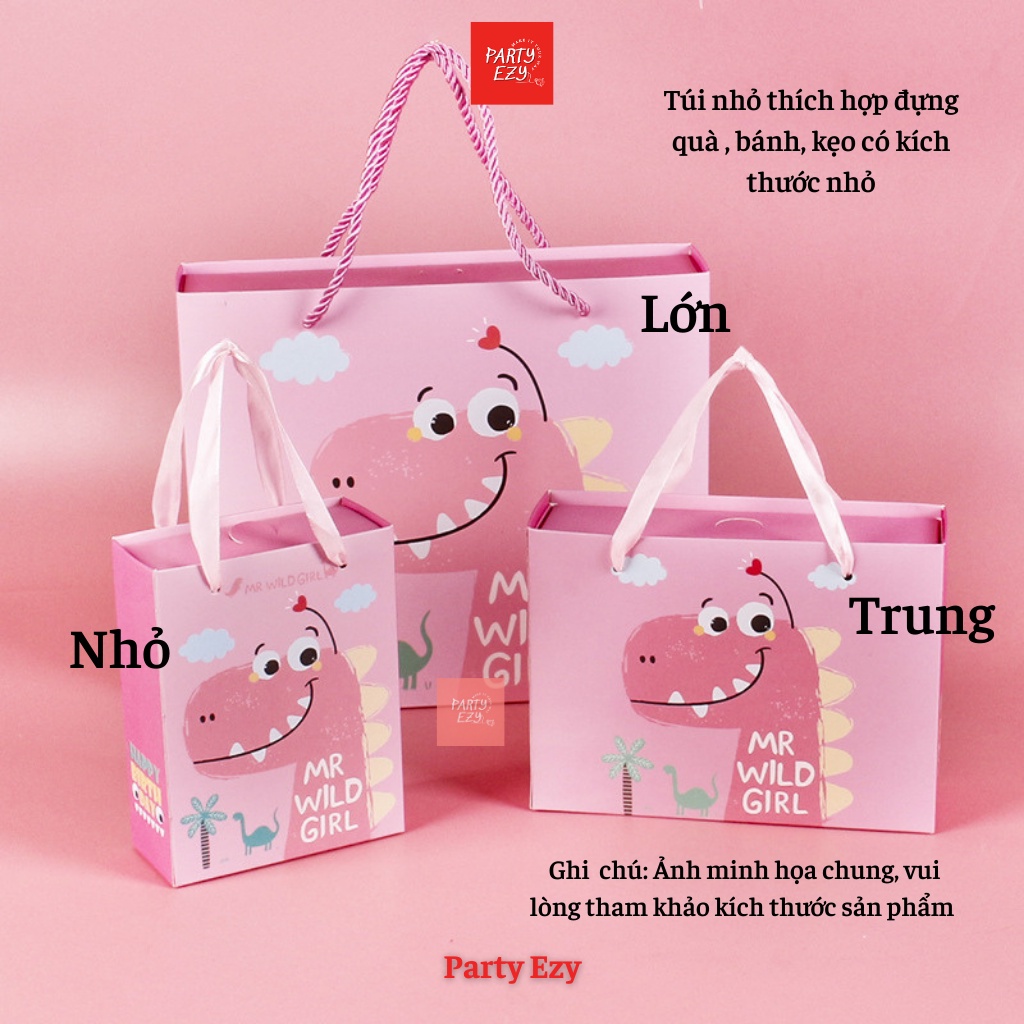 TÚI GIẤY KHỦNG LONG CÓ NGĂN KÉO -TÚI ĐỰNG QUÀ BÁNH KẸO CHO BÉ