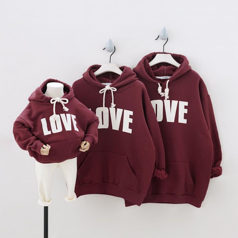 Áo Gia Đình Thu Đông - Áo Hoodies Siêu Dễ Thương - Đỏ Đô Màu Thật Đậm Hơn Ảnh Chụp Bằng Điện Thoại TD008