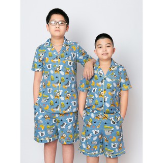 Đồ bộ pijama bé trai áo cộc quần đùi hình hổ con