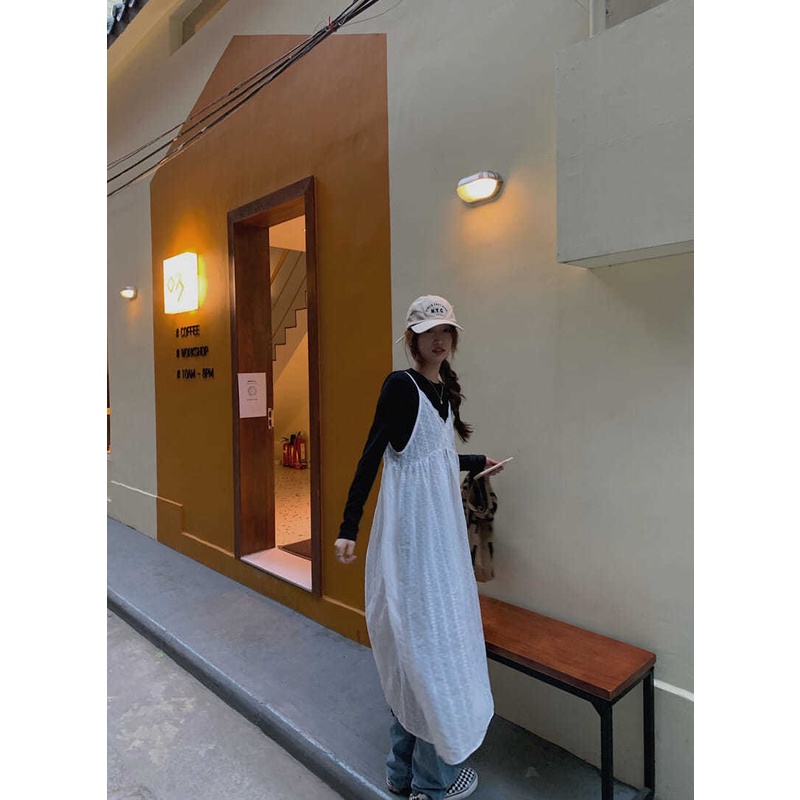 IMAODOU Đầm hai dây dáng dài chất liệu mỏng nhẹ thời trang mùa hè độc đáo 2023