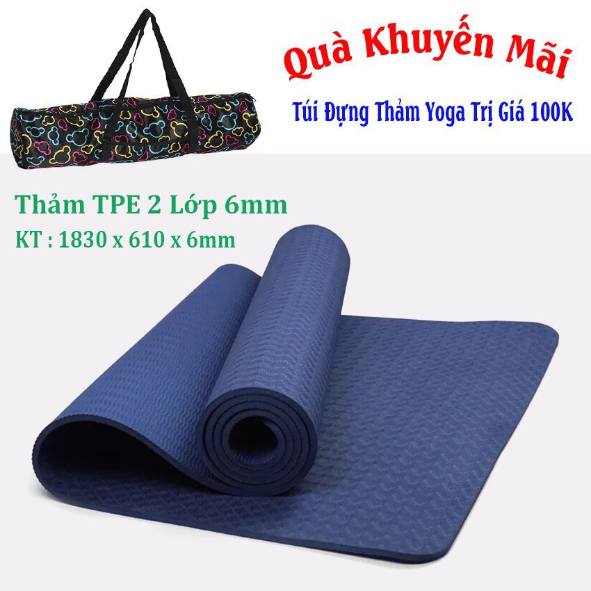 Thảm Yoga Cao Cấp TPE 1 Lớp + Túi Đựng Thảm