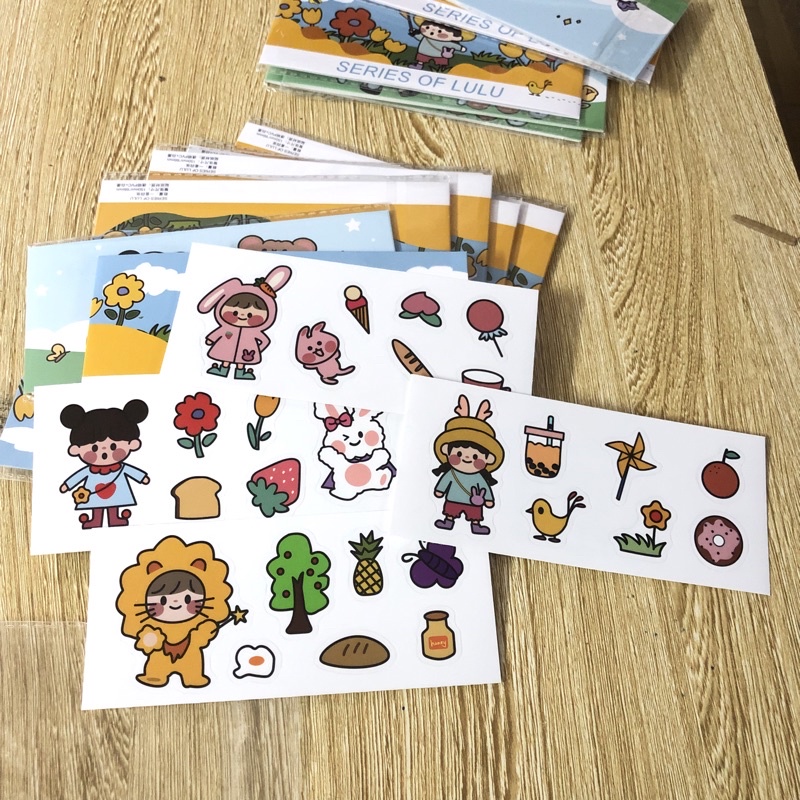 Bộ 4 Tấm STICKER Trang Trí Dán Phong Cách Nhật Bản Cực Kì Dễ Thương Chất Dính Siêu Bền