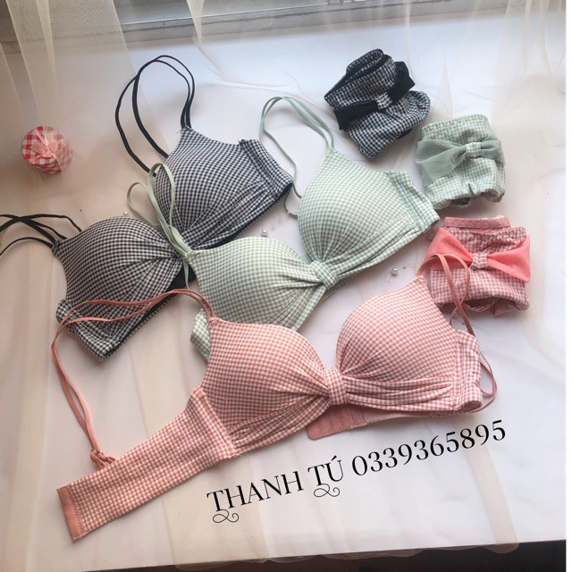 Bộ Đồ Lót nữ su đúc hàng đẹp CharmAiry áo ngực nâng ngực không gọng Xoắn Nơ Kẻ Caro BL2 | BigBuy360 - bigbuy360.vn
