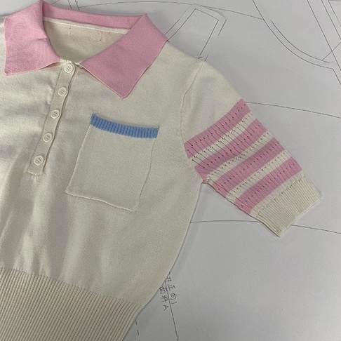 Áo thun ZHELIHANGFEI cổ polo tay ngắn màu tương phản thời trang mùa hè năng động cho nữ