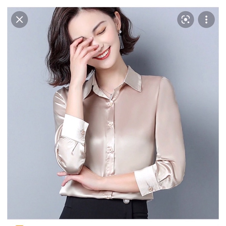 Áo sơ mi nữ chất lụa satin xuất Hàn Soup
