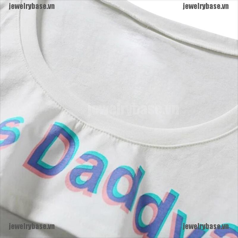 Áo thun lửng ngắn tay in chữ Yes Daddy thời trang cho nữ