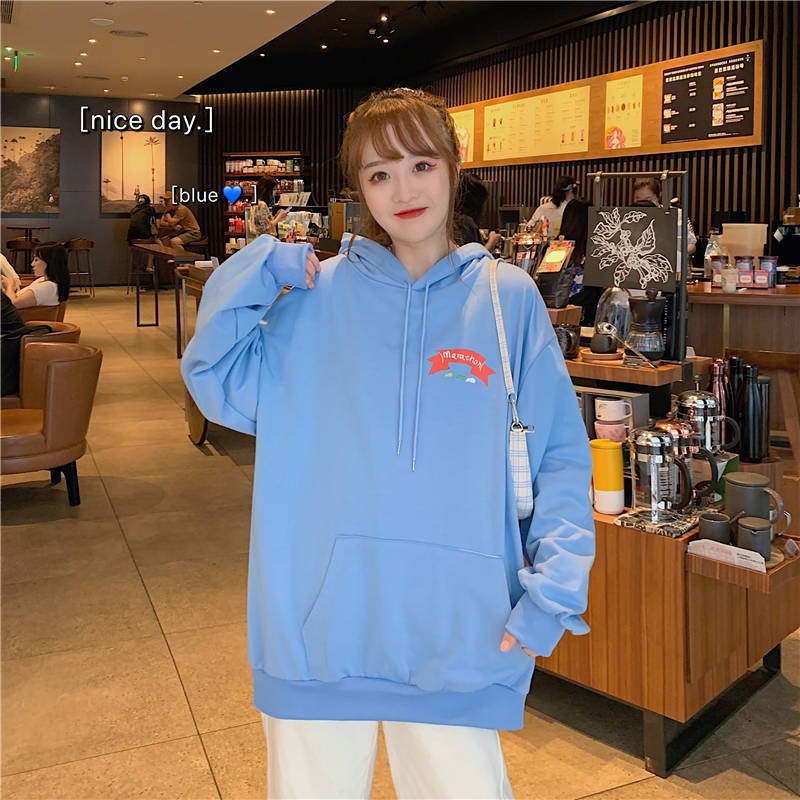 ZHELIHANGFEI Áo len tay dài rộng in hình cá tính thời trang